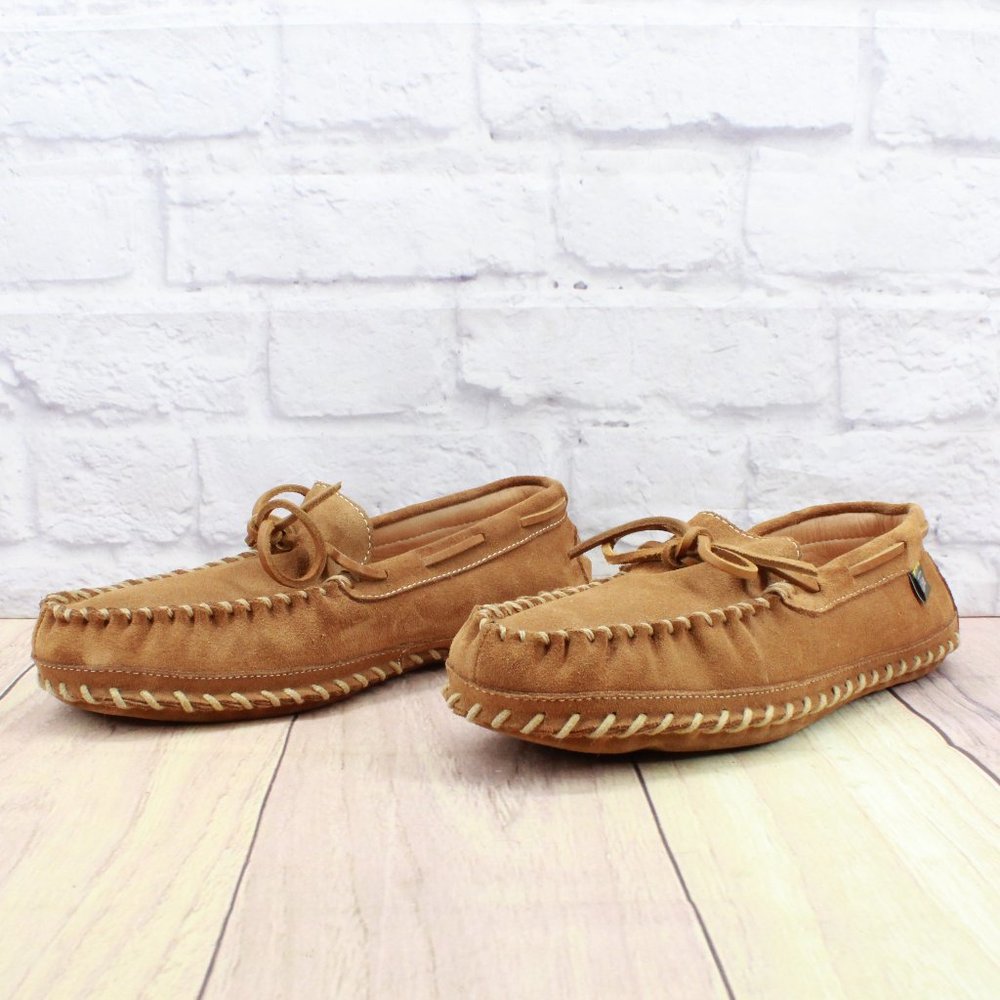 LL Bean Brown Suede Camp Moccasin Wicked Good Slippers Size 10 M - Picture 2 of 10